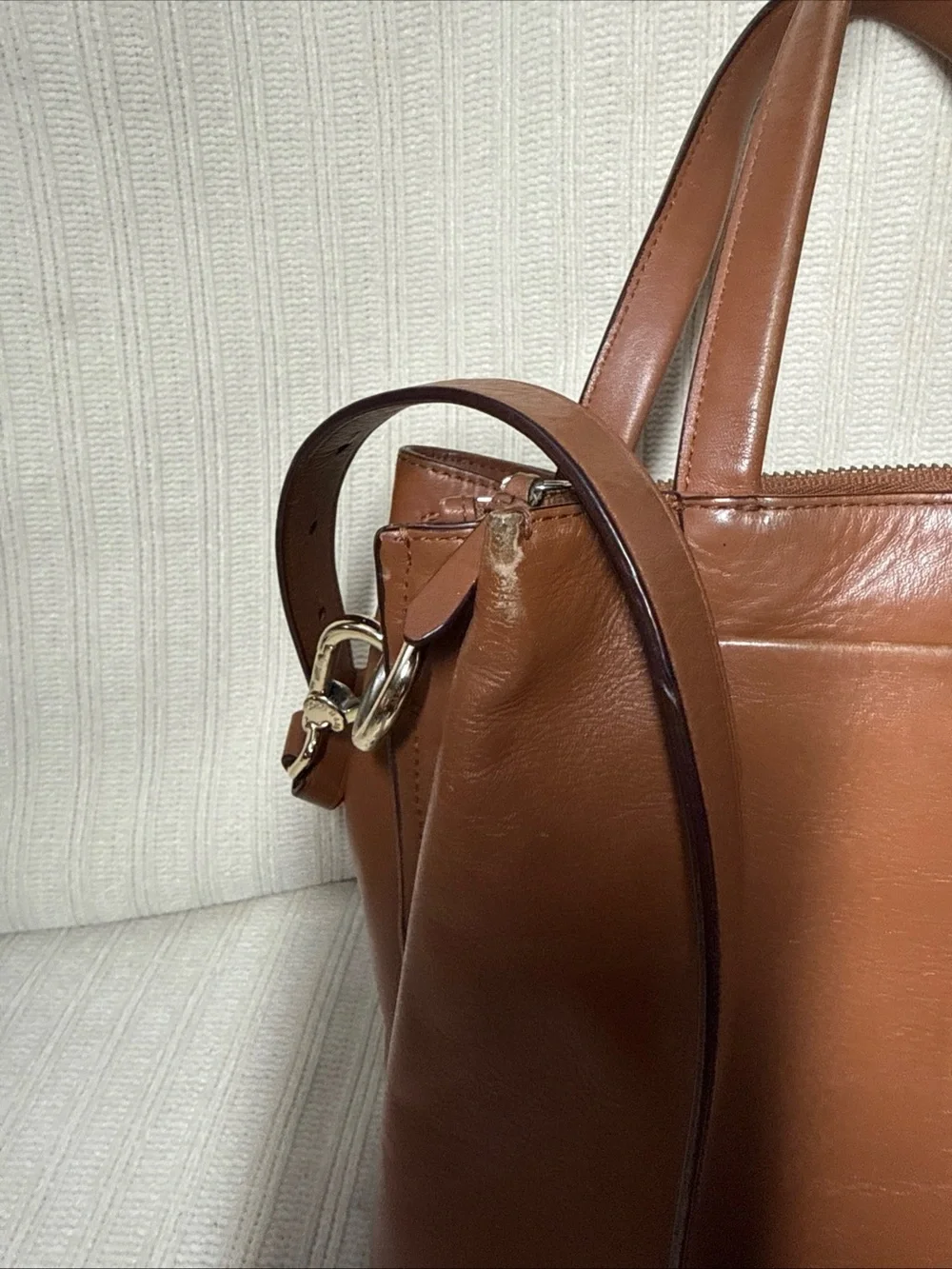 Cole Haan Leather Bucket Bag Grand Series (British Tan Color) Grand Series